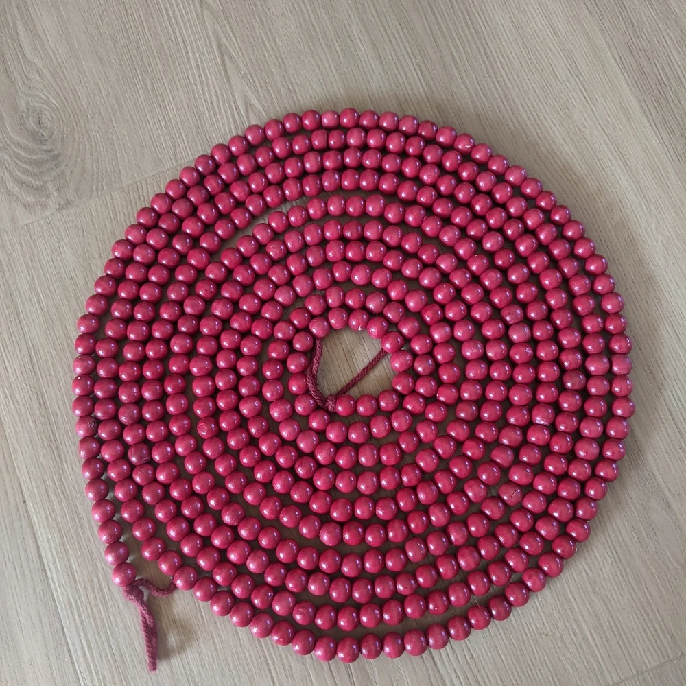 20ft cranberry red wood beads garland